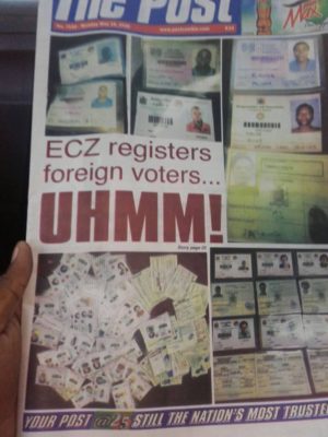 Zambia ruling PF accused of registering thousands of foreigners to steal the elections