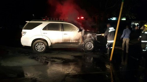 Thugs burn down MP Jessie Kabwira’s car to ashes at LL Golf Club