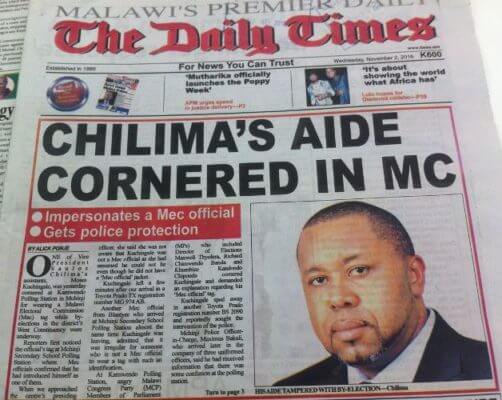 Chilima’s aide got Mec regalia from district council—Mathanga
