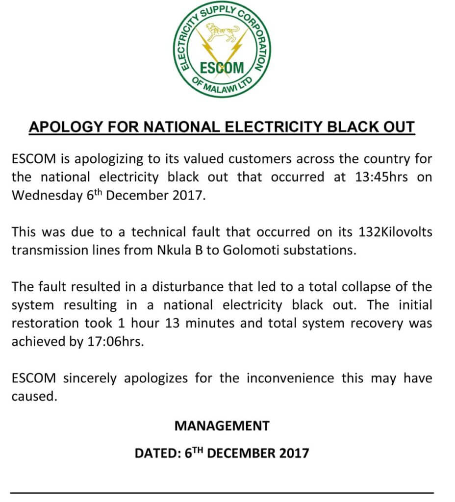 Rare public Apology and Explanation from ESCOM