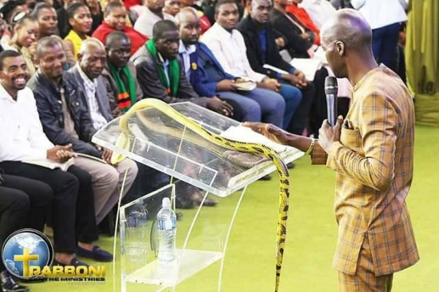 RSA Pastor Daniel uses live snake to perform miracles in church
