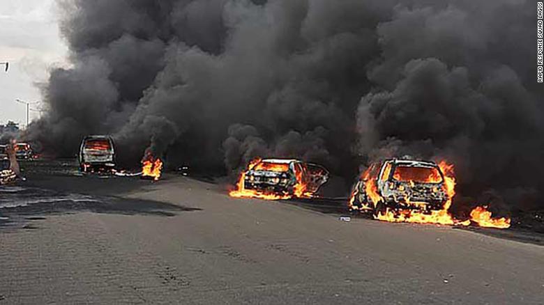 Nigerian oil tanker fire kills nine in commercial capital Lagos