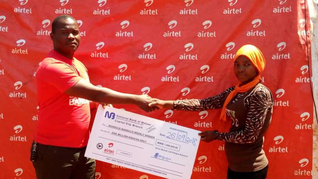 Lilongwe’s Chinsapo girl gets MK1million Airtel “Bandaulo Bandulo prize in disbelieve