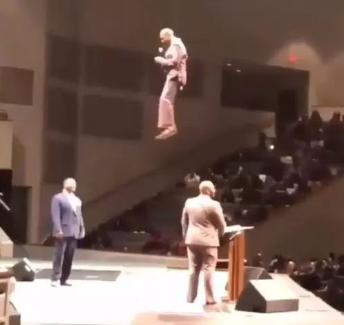 Alarming!! American Pastor Bartholomew Orr shocks his members, “Flies” into church during service