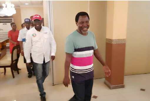 Lagos APC Gubernatorial candidate spotted at Prophet TB Joshua’s Synagogue