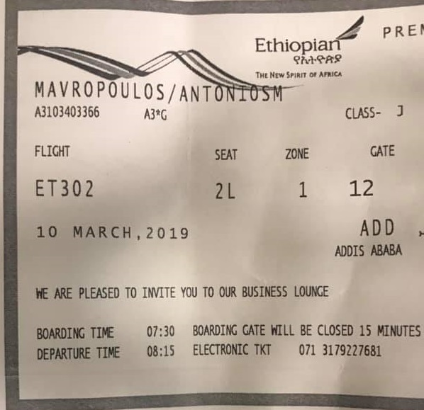 Airline Ticket for flight Two men say they just missed Ethiopian Airlines flight that crashed, killing all on board