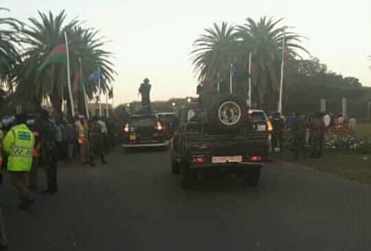 Malawi President Mutharika arrives in Lilongwe fearfully with Military escort
