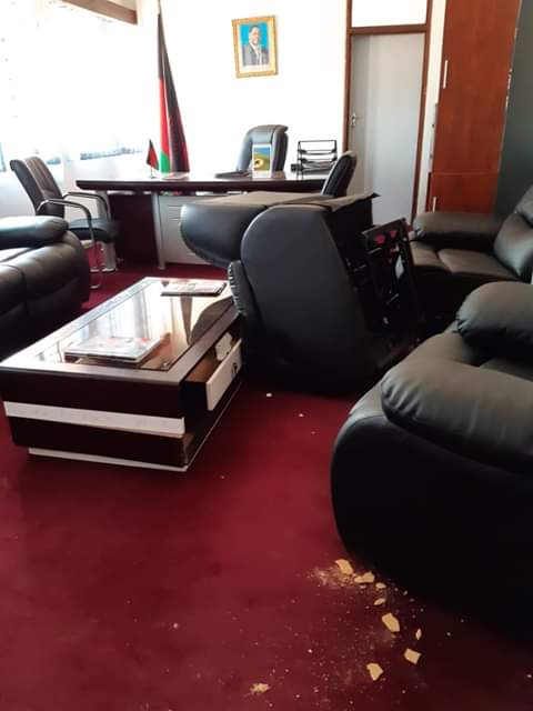 Suspected DPP cadets ransack Malawi Info Minister Botoman’s office….Leave President Mutharika’s portrait intact