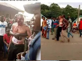 Angry Nigerian youths beat Prophet Nicolas mercilessly, set his church blaze for being fake