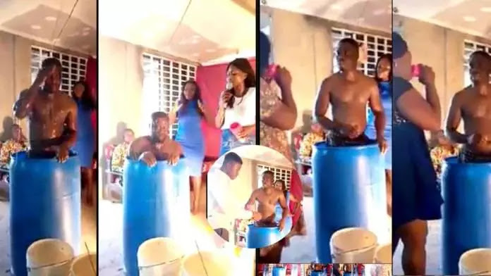 Shocking!!Ghanaian pastor baths in Church…… Asks congregation to drink bathed water for blessings