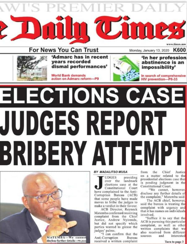 Why ConCourt Judges reveal corruption attempt; Malawi election case