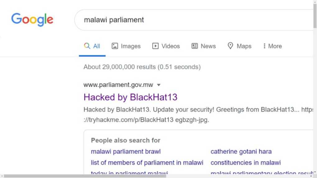 Blackhart3 hacks Malawi Parliament, immigration department’s websites