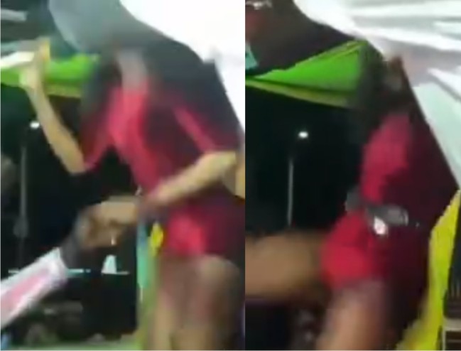 Ugandan singer Vinka kicks out male fan for touching her private part on stage (Video)