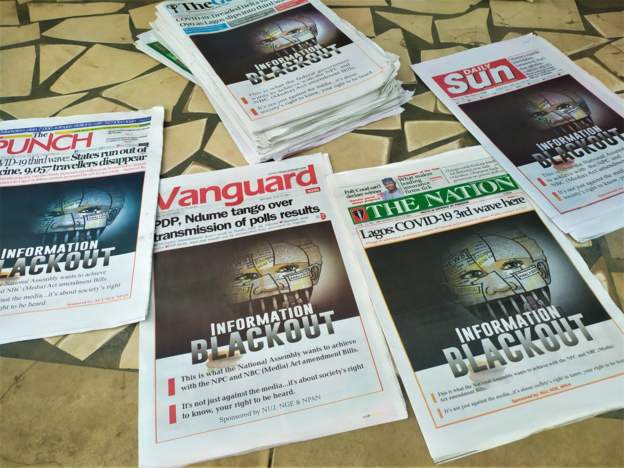 Bravo! Nigerian newspapers in joint front-page protest against press oppression bills