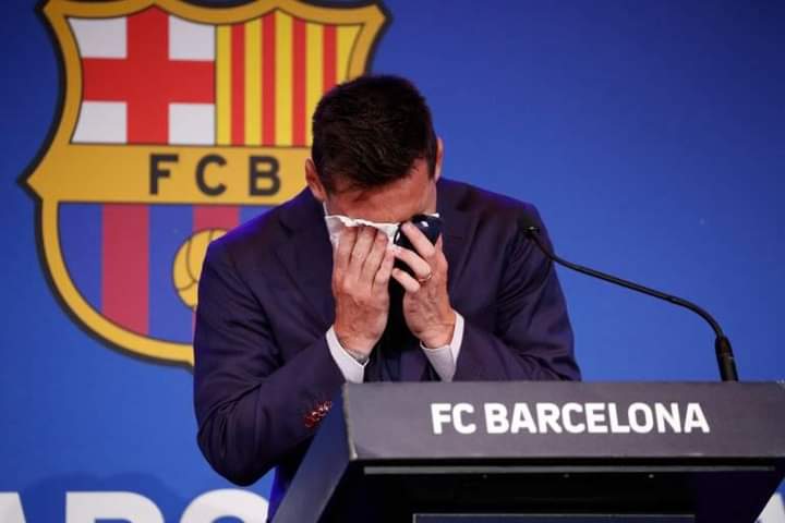 Lionel Messi in tears during Barca farewell!