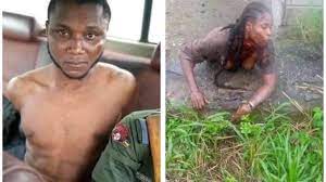 Shocking! Nigerian man caught atempting to behead girlfriend for money rituals