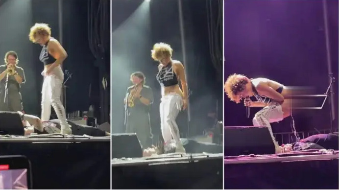 Weird! USA’ female artist Sophia Urista urinate on fan’s face during stage performance