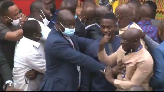 Ghana’s lawmakers fight in parliament over e-levy voting
