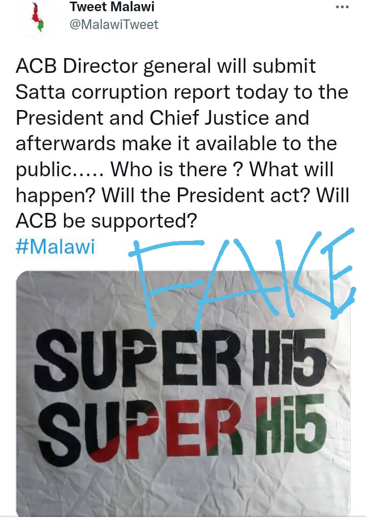 ACB dismisses fake post of submitting Sattar inquiry to Chakwera