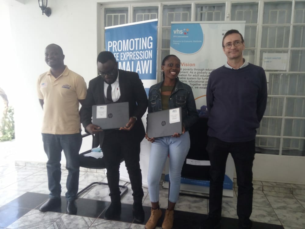 DVV international handovers laptops to MISA awarded journalists