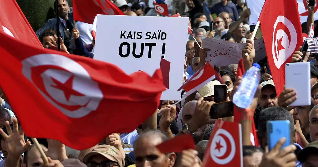Demonstrators in Tunisia demand President Kais Saied’s resignation