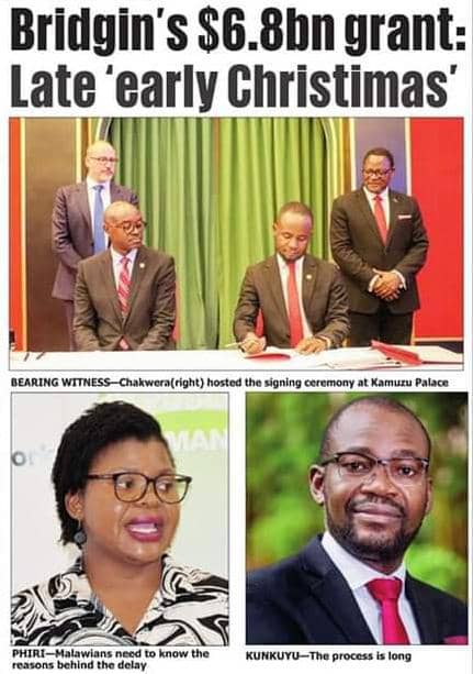 Where is US$6.8bn Bridgin’s 2022 Early Chrismas, Mr. President Chakwera?