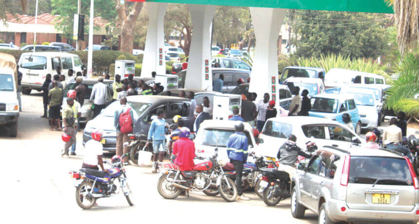Over-crowded filling Station in Malawi