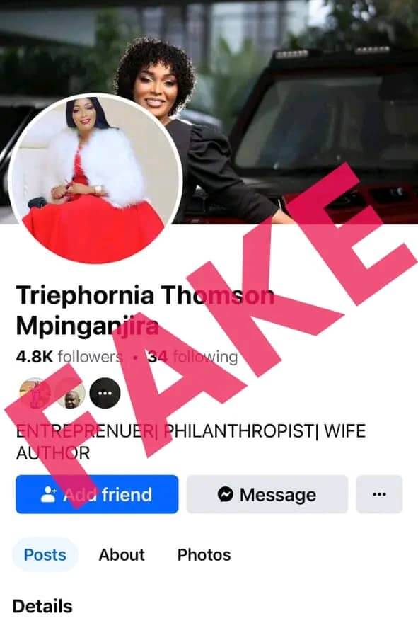 Mzuni ICT student Kenneth Feston arrested for defraudings Malawians with fake Triephornia Mpinganjira Facebook account
