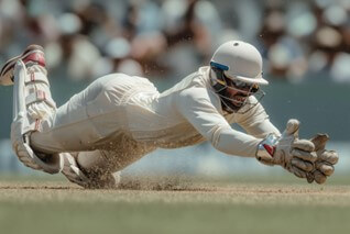 Cricket Player diving