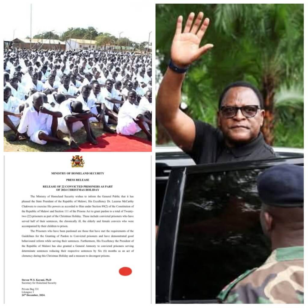 2024 Christmas celebrations: Chakwera pardons 23 inmates