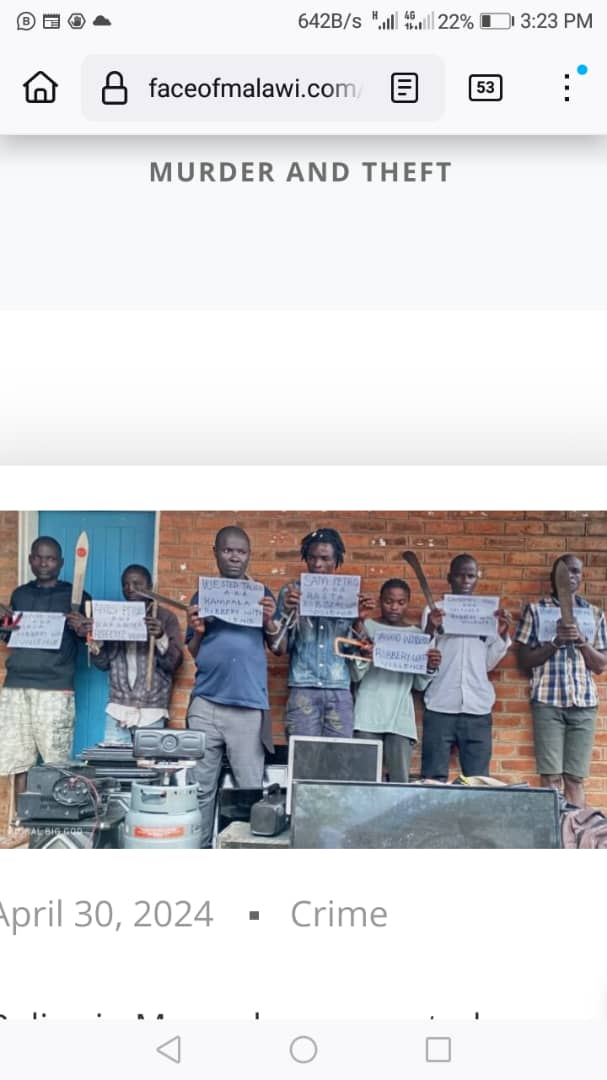 Mzuzu police arrest 7 notorious criminals over murder and theft