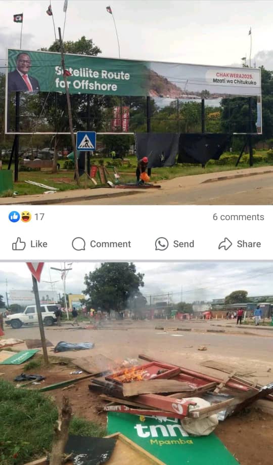 MCP flags, Chakwera billboards destroyed in Mzuzu
