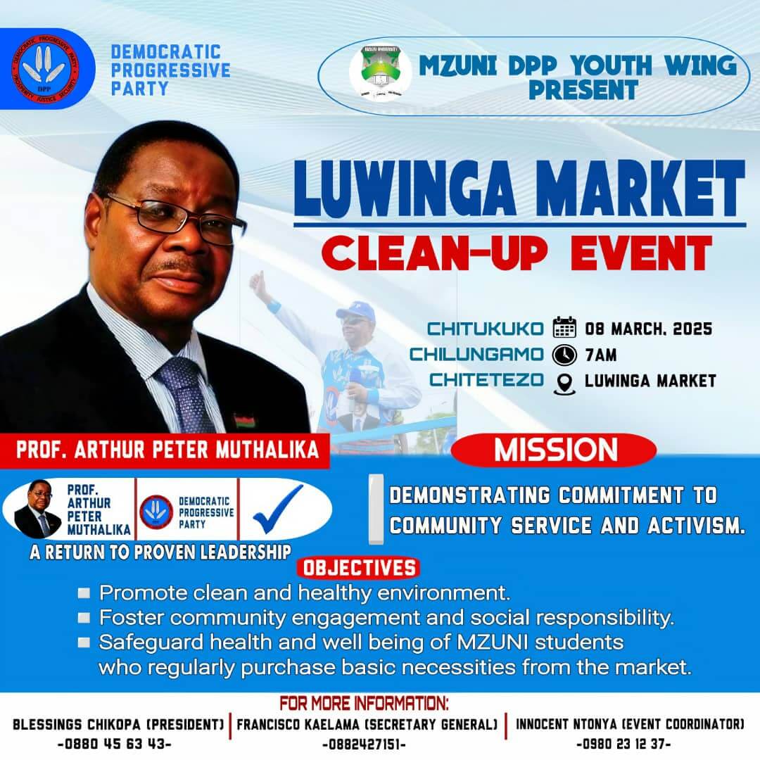 MZUNI DPP wing leads clean-up initiative at Luwinga market