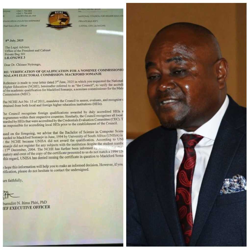 NCHE disqualifies DPP’s MEC nominee Mackford Somanje over fake degree possession