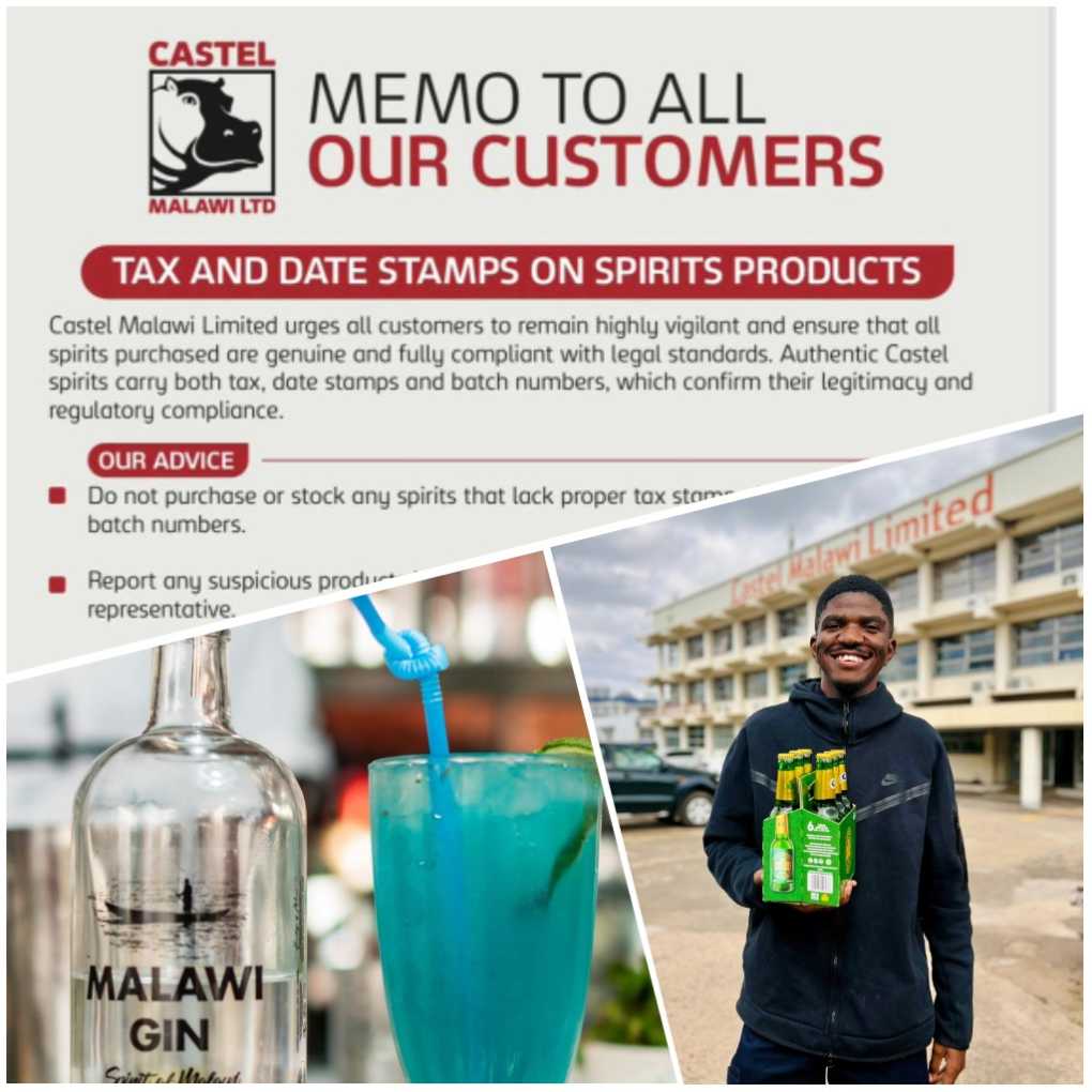 “Don’t purchase or stock any spirits that lack proper tax stamps”- Castel Malawi warns customers