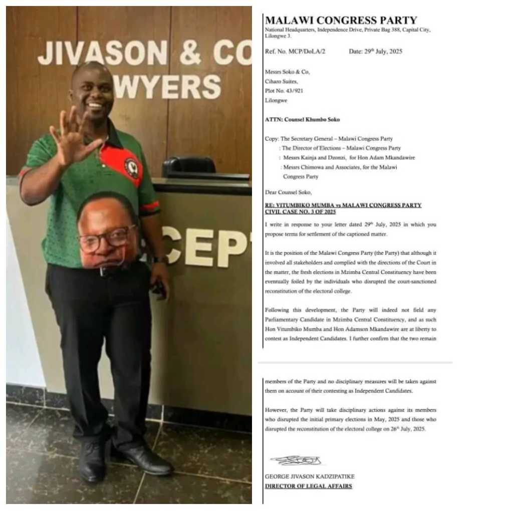 MCP to forego official candidate in Mzimba Central, endorses two Independents