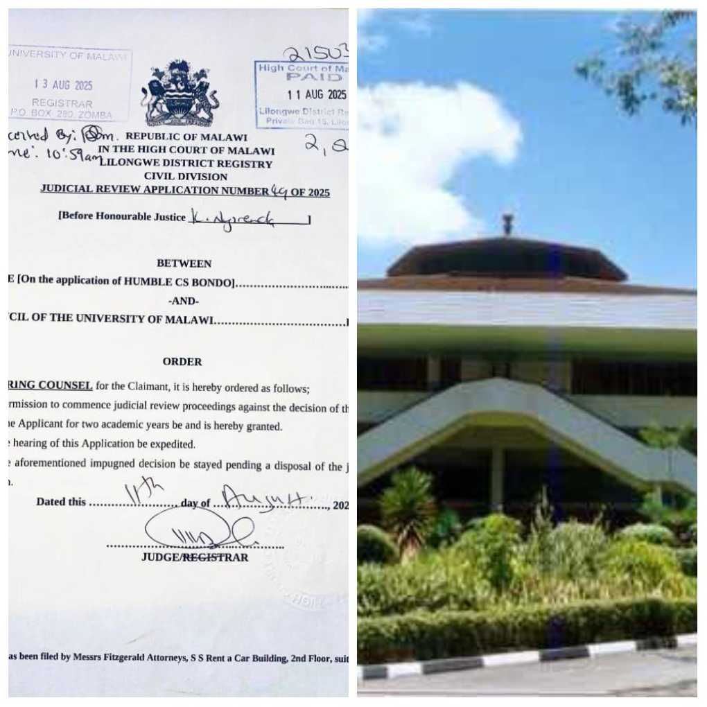 University of Malawi defies court order over student Humble Bondo’s exams release, Cries foul