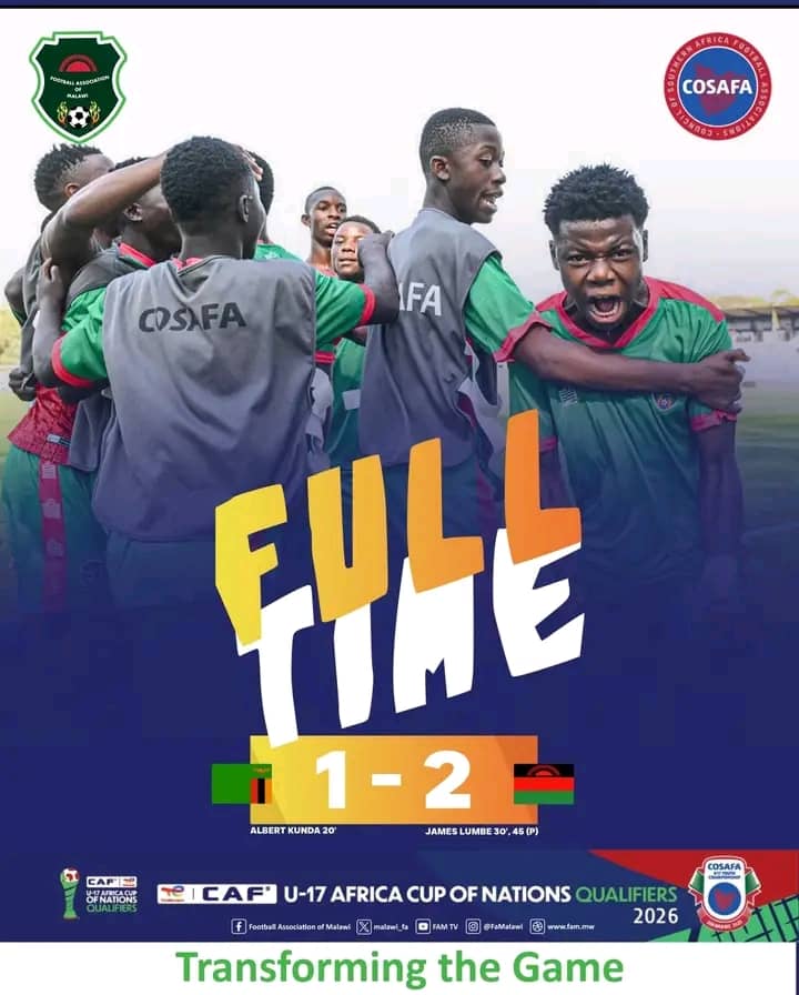 Malawi’s Junior Flames stun Zambia with 2-1 Victory in Cosafa U17 Qualifiers