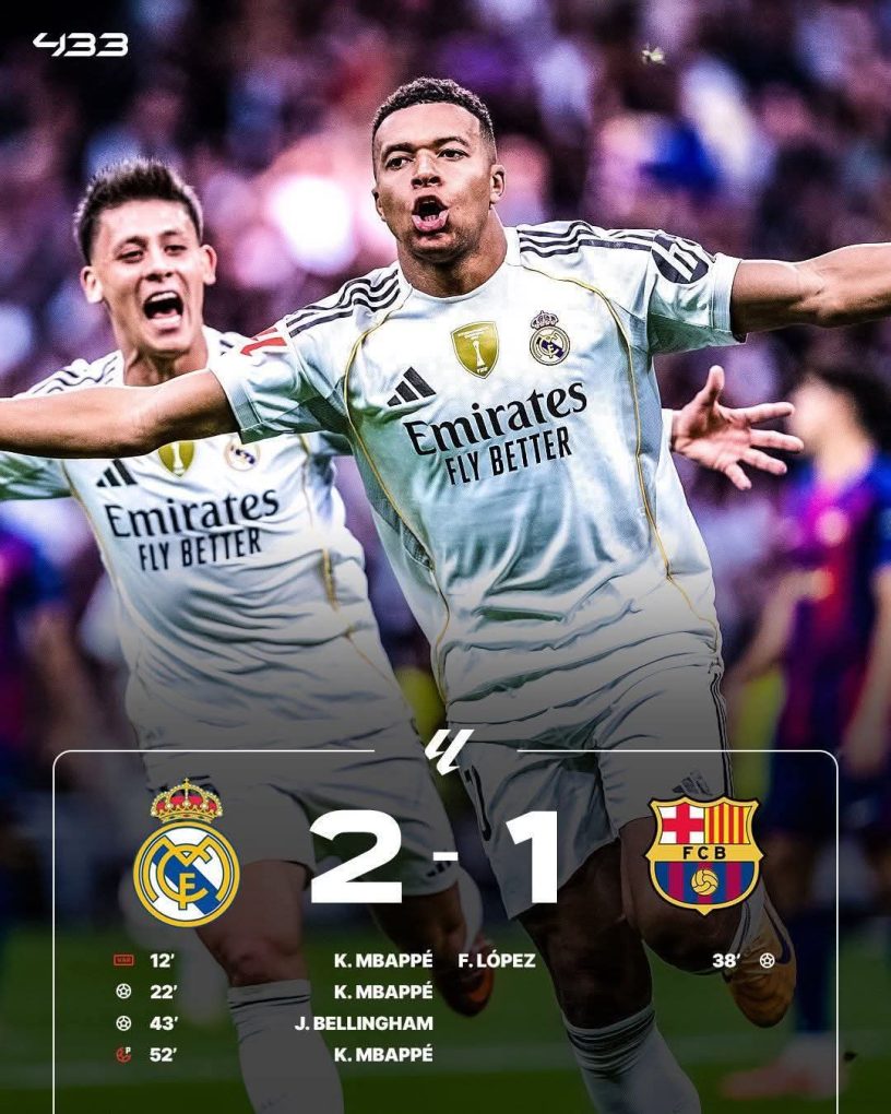 Real Madrid beat Barcelona to extend lead in 2025/26 La Liga