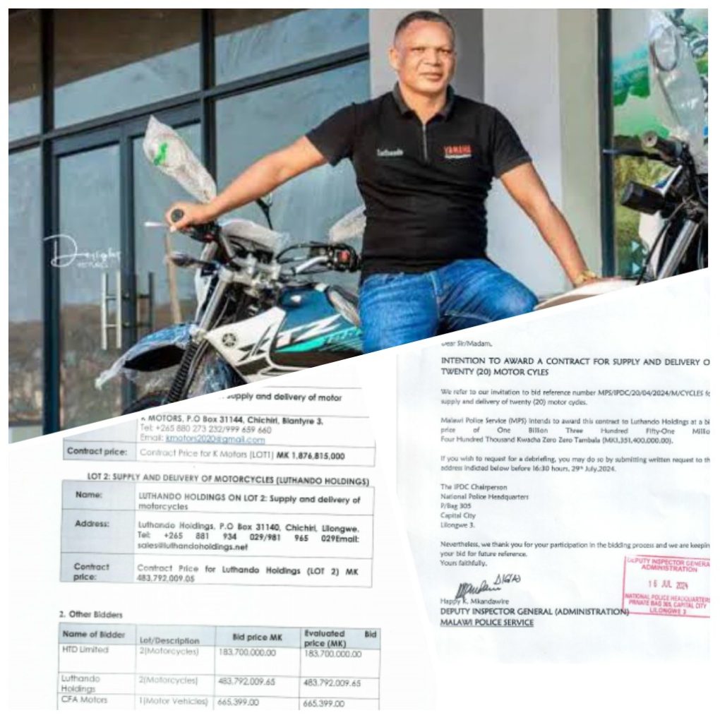 Exposed! Luthando Holdings allegedly collects MK4.bn in Chakwera leadership without supplying single motorcycle after year winning four contracts