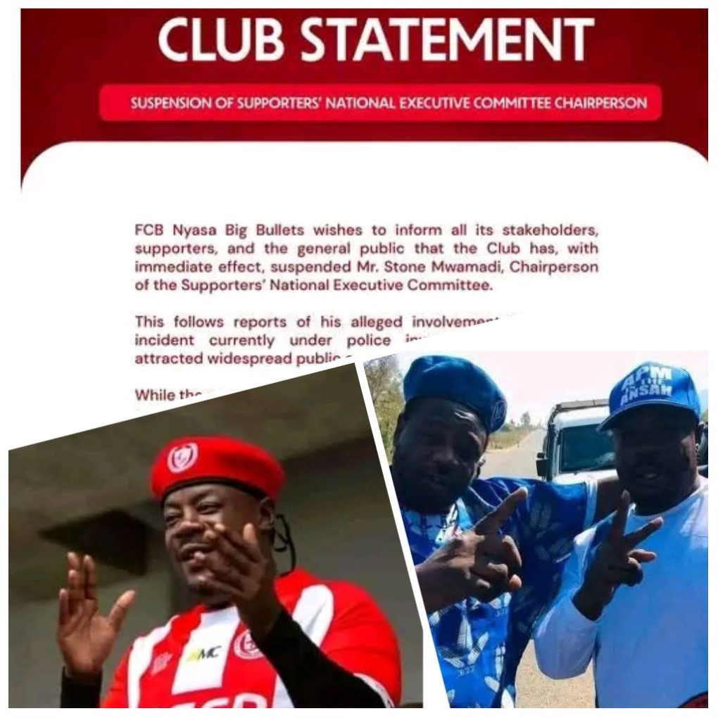 Bullets suspend supporters’ leader Stone Mwamadi over Police probe on thuggery acts