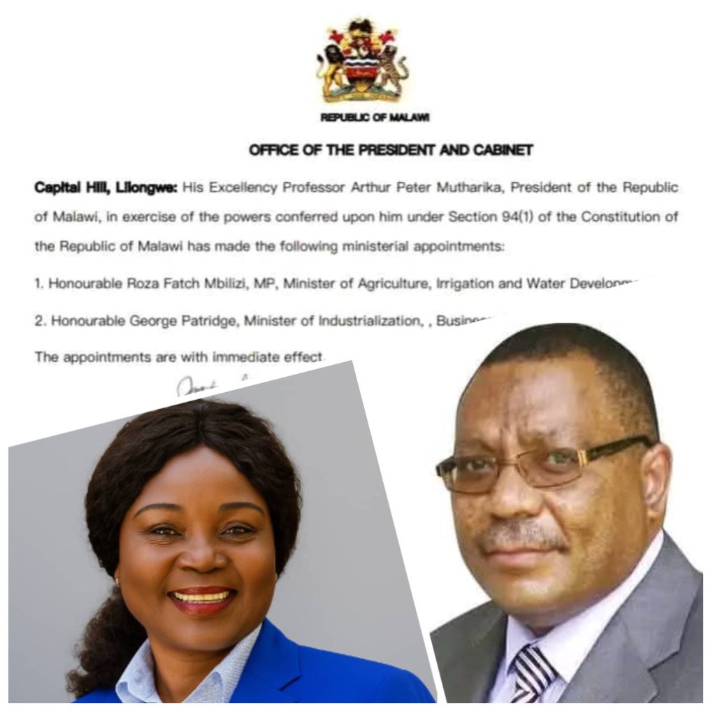 Mutharika ropes Roza Mbilizi, George Patridge into partial cabinet