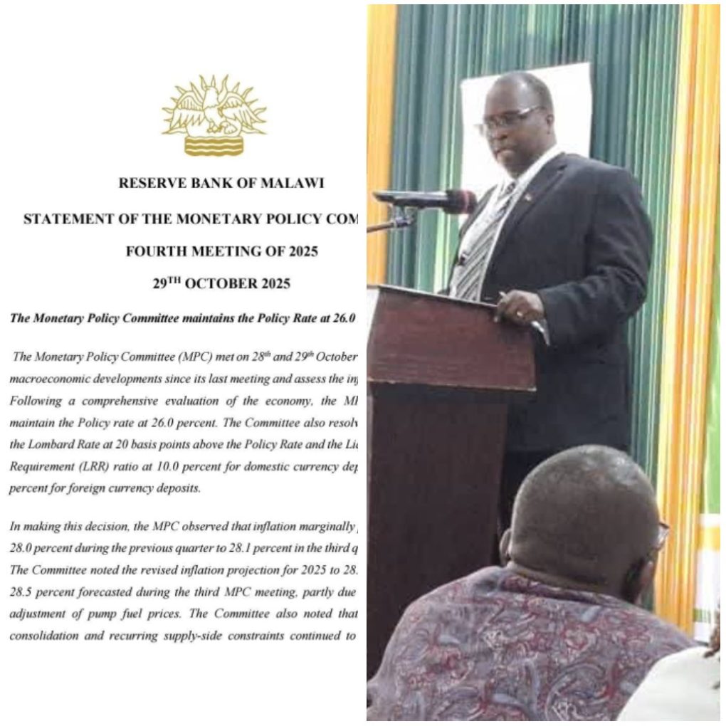 Malawi Central bank maintains policy rate at 26%