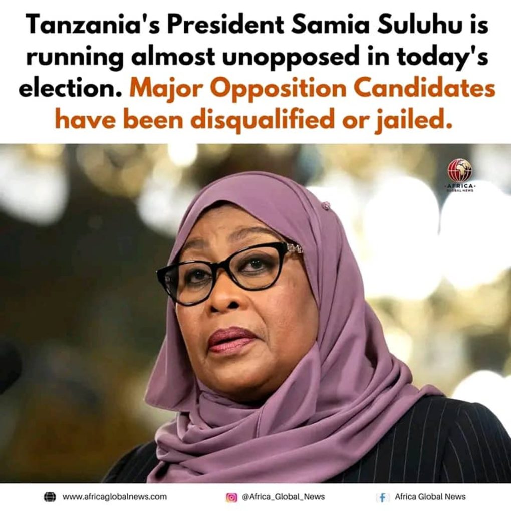 Tanzania’s Samia Suluhu Faces Little Opposition Amid Crackdown on Rivals