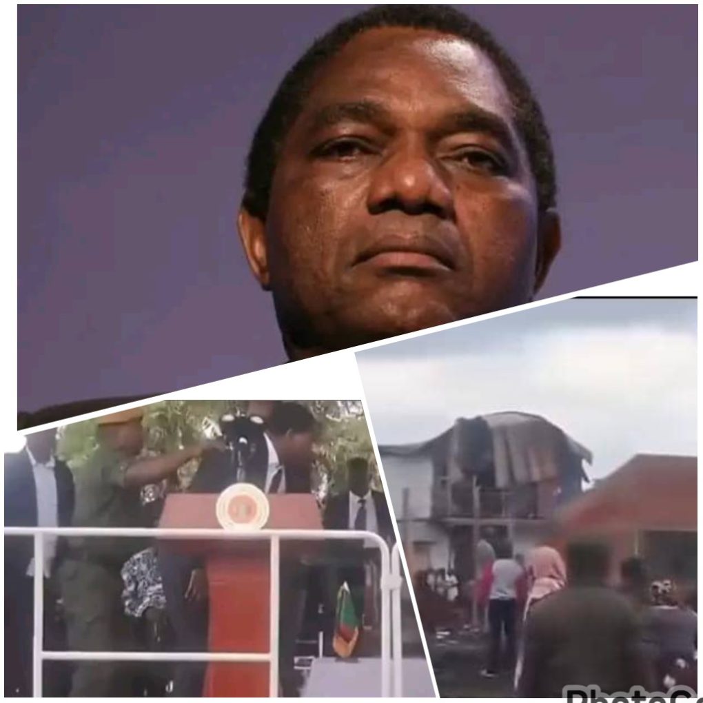 Chaos erupts at Zambian President Hakainde’s event as unruly crowd forces delegation off stage