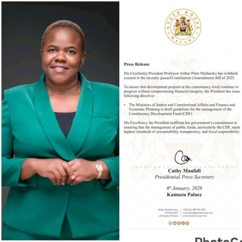 Mutharika withholds CDF bill assenting for stiff measures control’ development over funds abuses