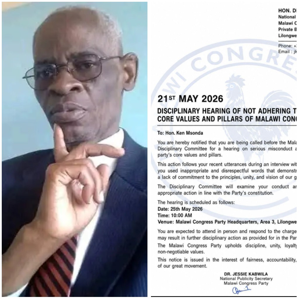 MCP calls Ken Msonda to disciplinary hearing over alleged disloyal comments