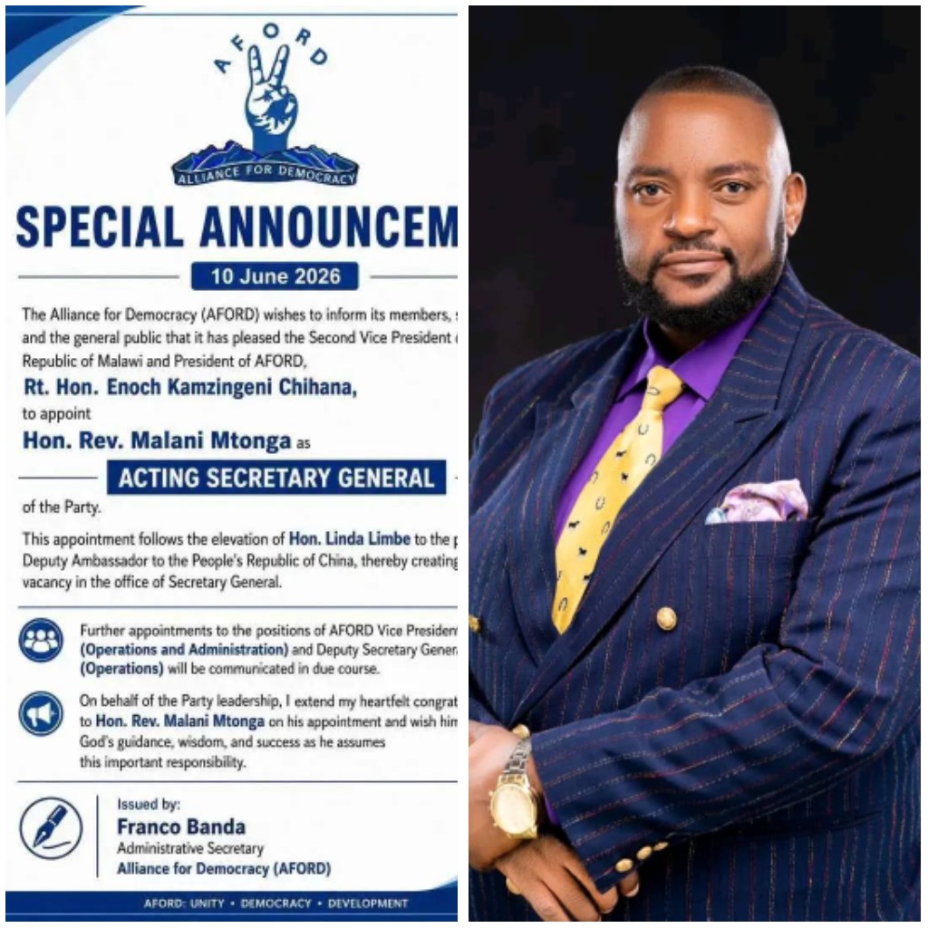 AFORD appoints Bishop Malani Mtonga as Acting Secretary General