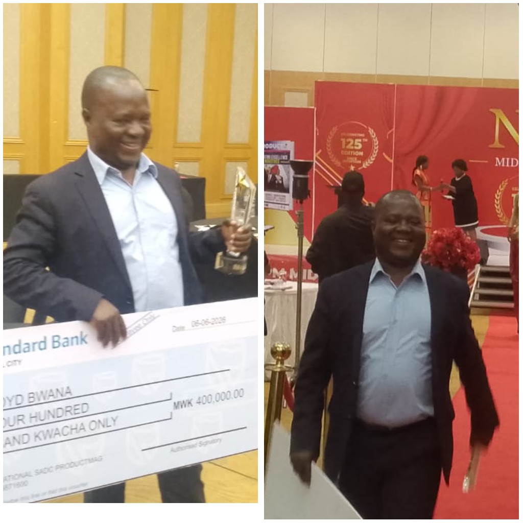 NPM decorates Maravi Post Country Manager Lloyd M’bwana with “Best Online Journalist” 2026 Mid-Year Award
