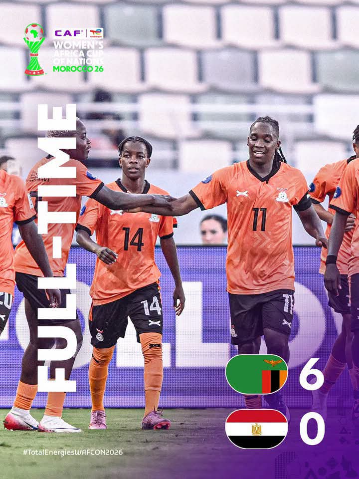 Zambia’s Copper Queens make strong statement: Thrash Egypt 6-0 in WAFCON 2026 opener